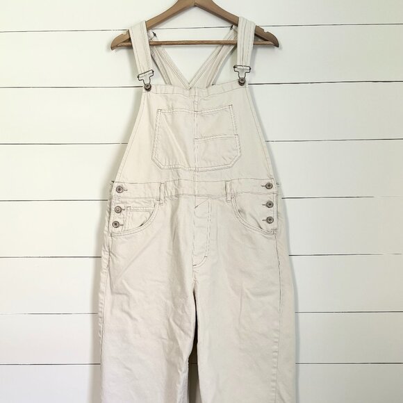 We The Free x Free People Ziggy denim cream straight leg overalls - Picture 1 of 7